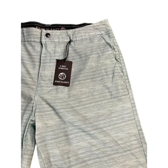 Free Planet Mens Green Space Dye 4-Way Stretch Shorts Size 32 - Picture 9 of 9